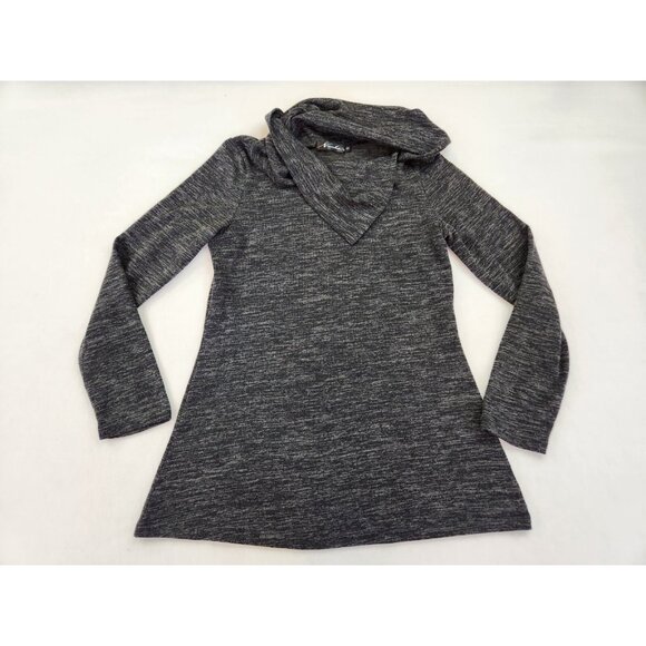 Neesha Sweater Women Medium Gray Heather Hoodie Henley Active Casual Stretch - Picture 1 of 9